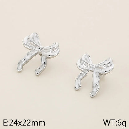 1 Pair Vintage Style Bow Knot Plating 304 Stainless Steel 18K Gold Plated Ear Studs