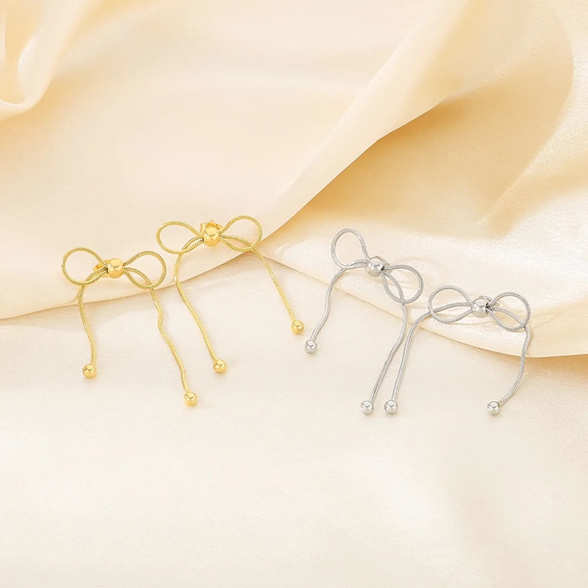 1 Pair Vintage Style Bow Knot Plating 304 Stainless Steel 18K Gold Plated Ear Studs