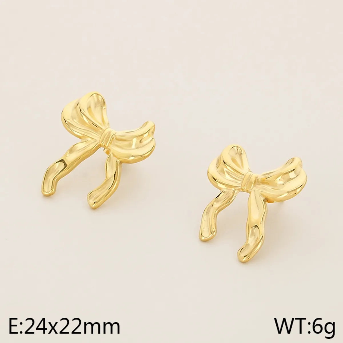 1 Pair Vintage Style Bow Knot Plating 304 Stainless Steel 18K Gold Plated Ear Studs