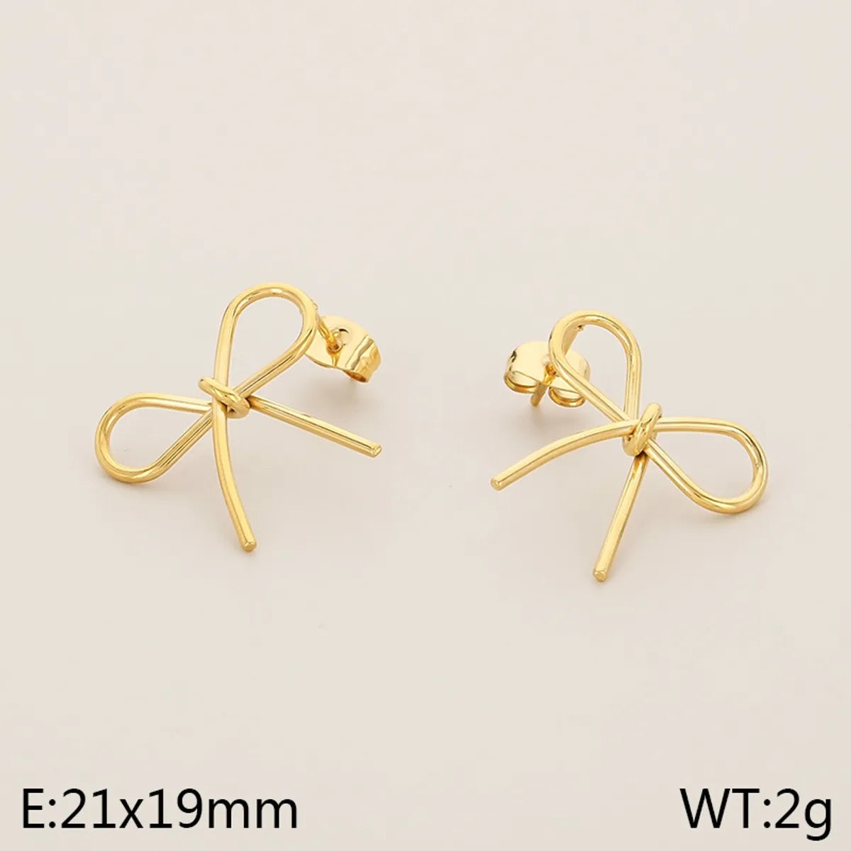 1 Pair Vintage Style Bow Knot Plating 304 Stainless Steel 18K Gold Plated Ear Studs