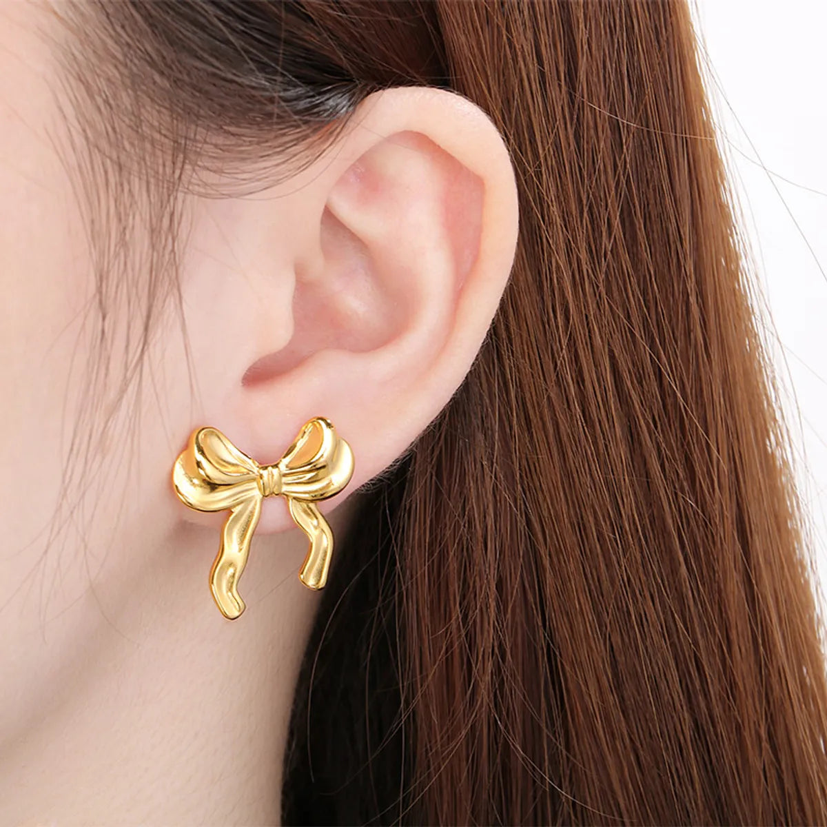 1 Pair Vintage Style Bow Knot Plating 304 Stainless Steel 18K Gold Plated Ear Studs