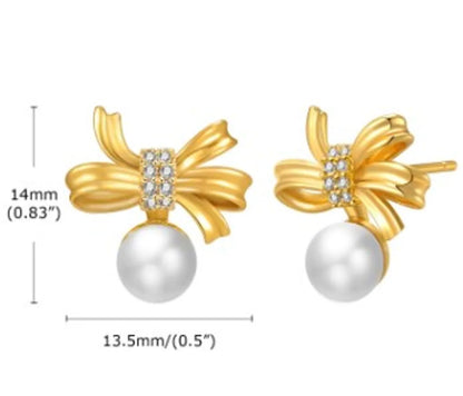 1 Pair Vintage Style Bow Knot Plating Copper Ear Studs