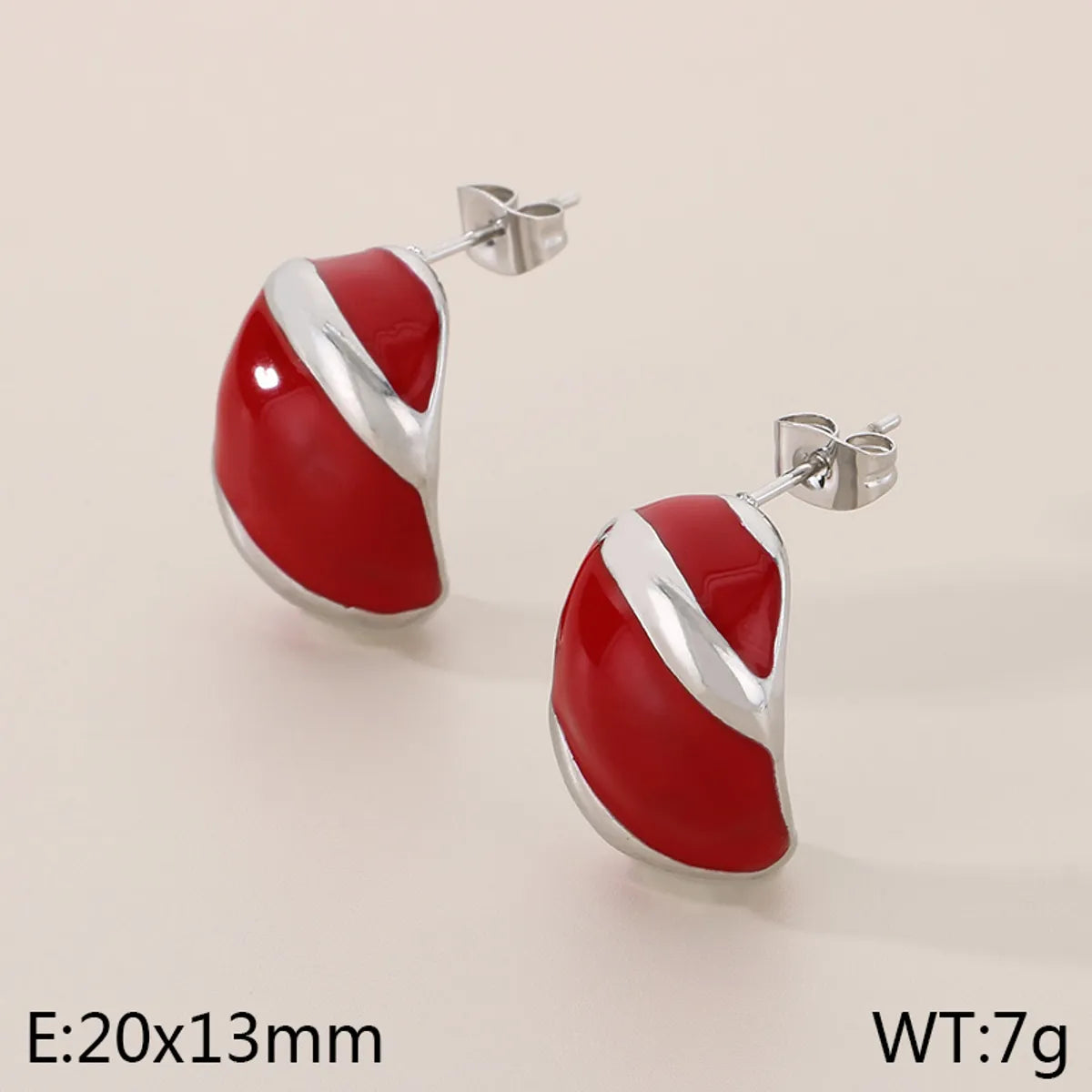 1 Pair Vintage Style C Shape Enamel 304 Stainless Steel 18K Gold Plated Ear Studs