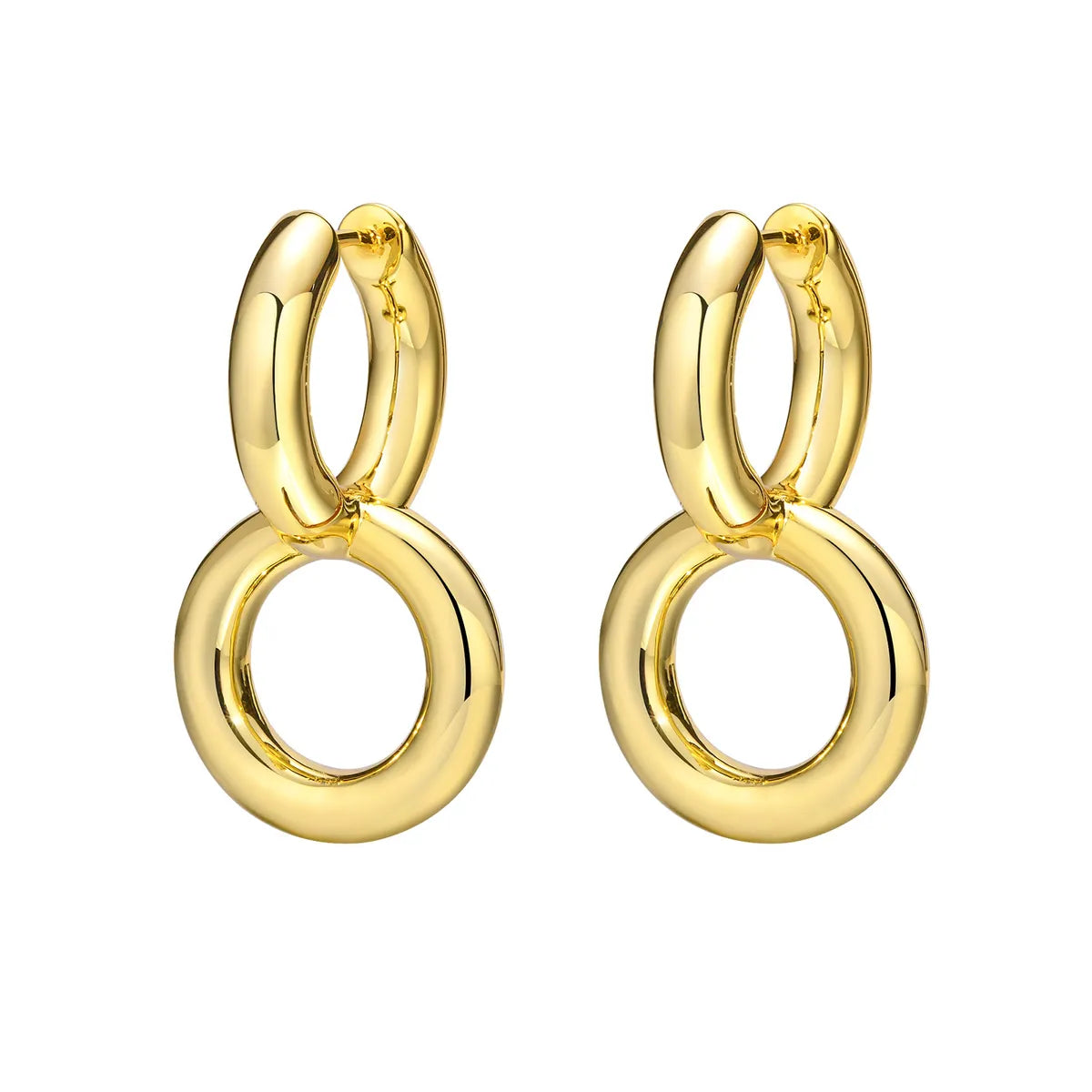 1 Pair Vintage Style Circle Solid Color Plating Stainless Steel Brass Gold Plated Drop Earrings