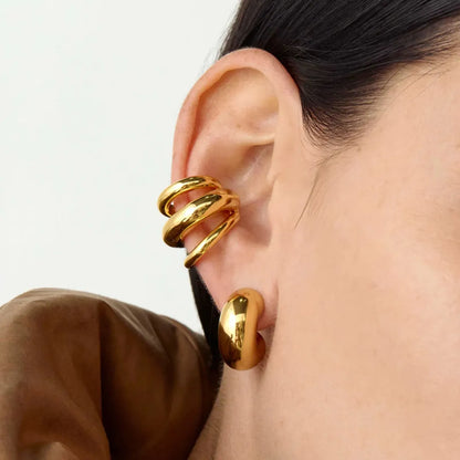 1 Pair Vintage Style Classic Style Commute C Shape Hollow Out 304 Stainless Steel 18K Gold Plated Ear Cuffs