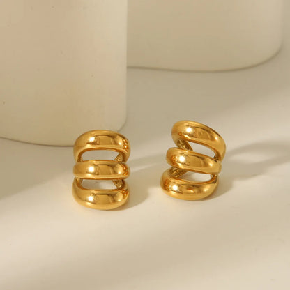 1 Pair Vintage Style Classic Style Commute C Shape Hollow Out 304 Stainless Steel 18K Gold Plated Ear Cuffs