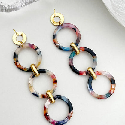 1 Pair Vintage Style Classic Style Round Plating Stainless Steel Gold Plated Drop Earrings