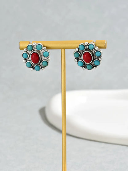 1 Pair Vintage Style Color Block Alloy Ear Studs