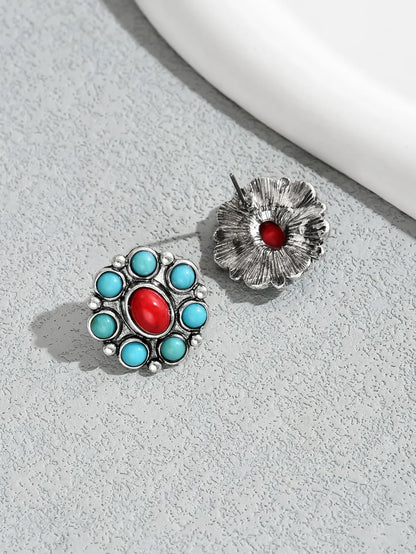 1 Pair Vintage Style Color Block Alloy Ear Studs