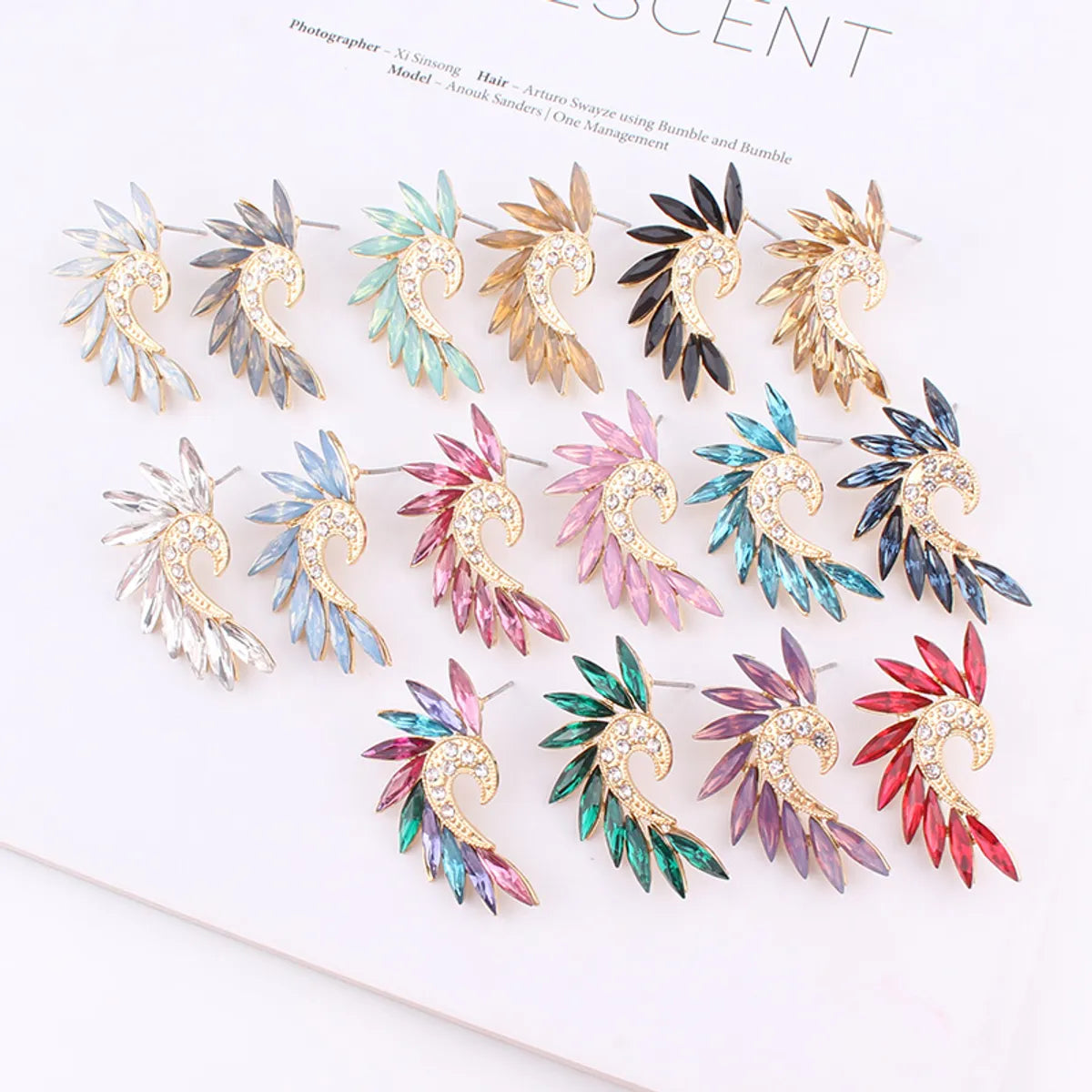 1 Pair Vintage Style Colorful Plating Inlay Alloy Rhinestones Zircon Gold Plated Ear Studs