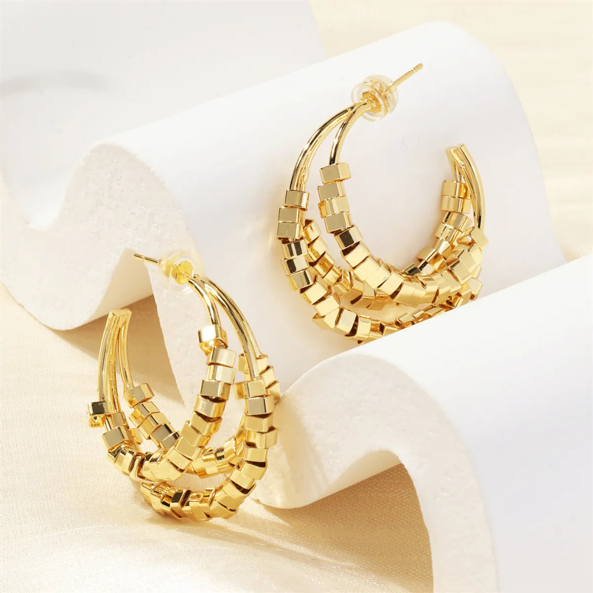 1 Pair Vintage Style Commute C Shape Plating Copper 18k Gold Plated Ear Studs