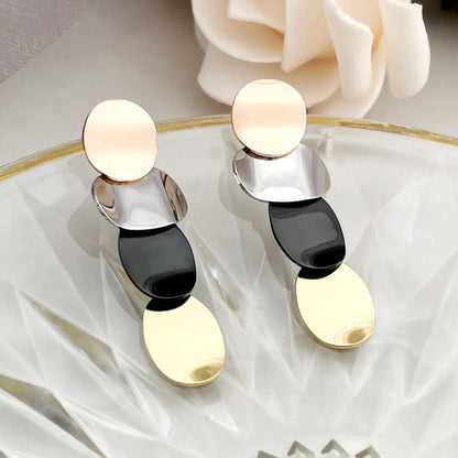 1 Pair Vintage Style Commute Irregular Color Block Stainless Steel Polishing Plating Gold Plated Drop Earrings