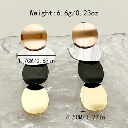 1 Pair Vintage Style Commute Irregular Color Block Stainless Steel Polishing Plating Gold Plated Drop Earrings