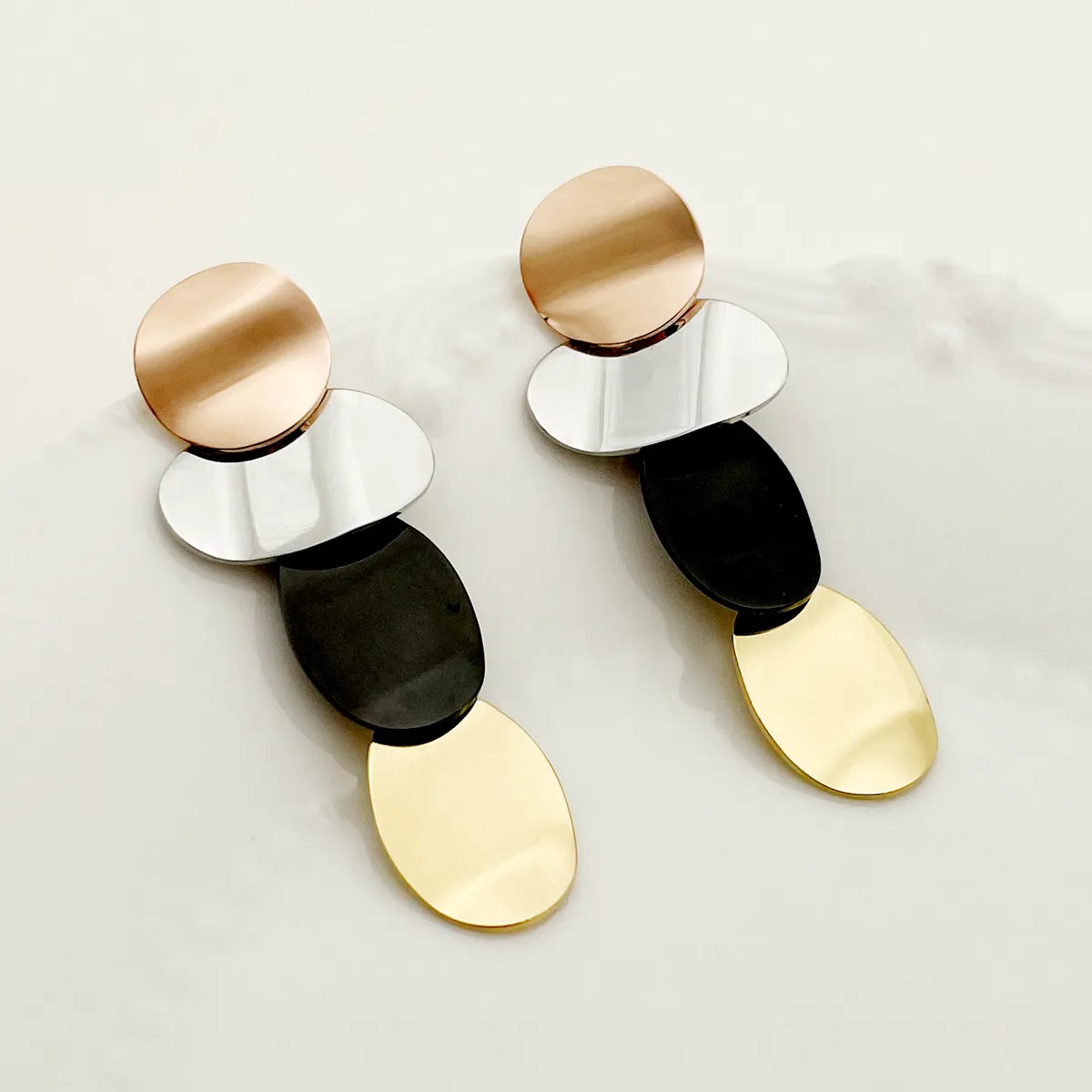 1 Pair Vintage Style Commute Irregular Color Block Stainless Steel Polishing Plating Gold Plated Drop Earrings