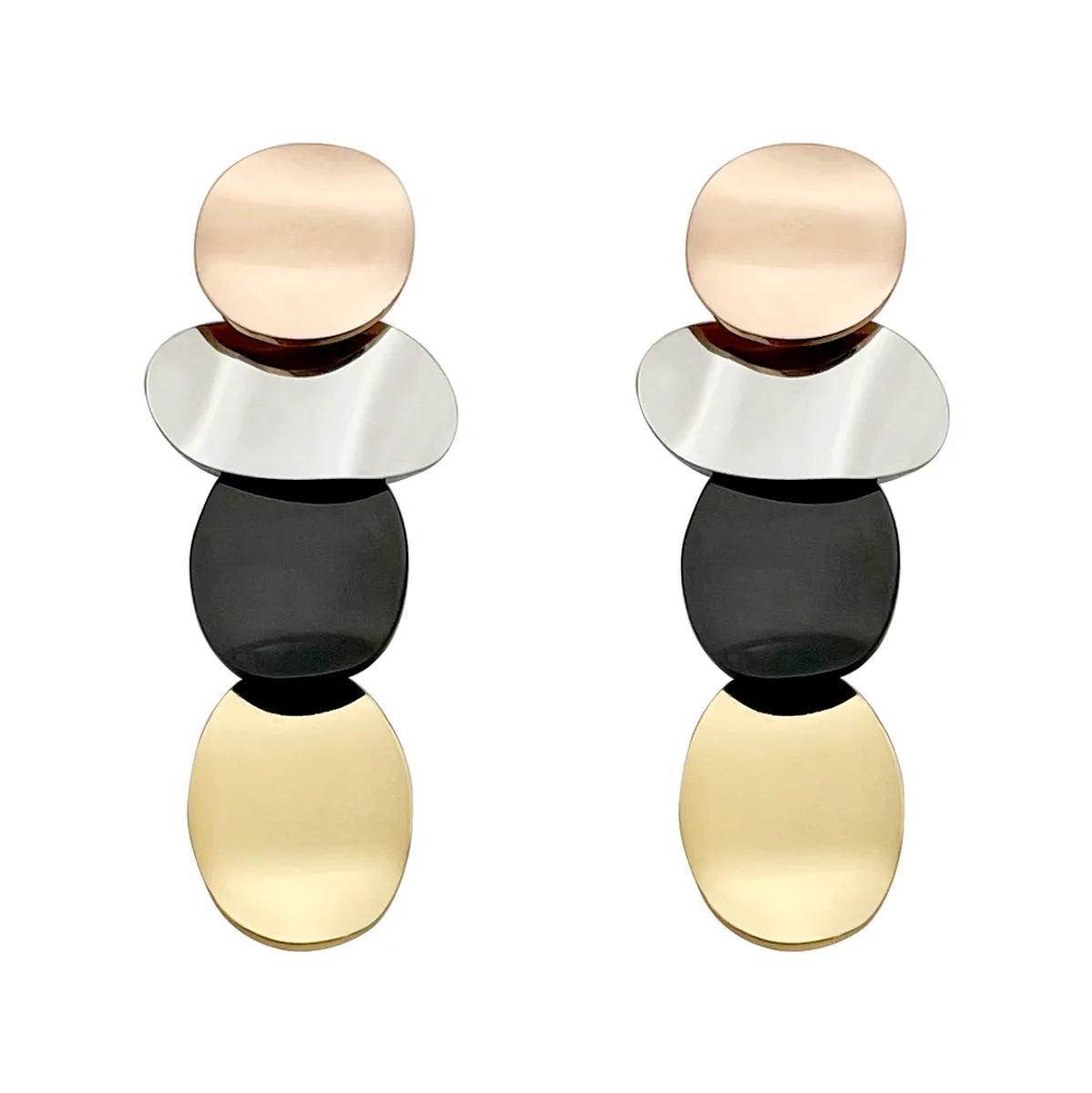 1 Pair Vintage Style Commute Irregular Color Block Stainless Steel Polishing Plating Gold Plated Drop Earrings