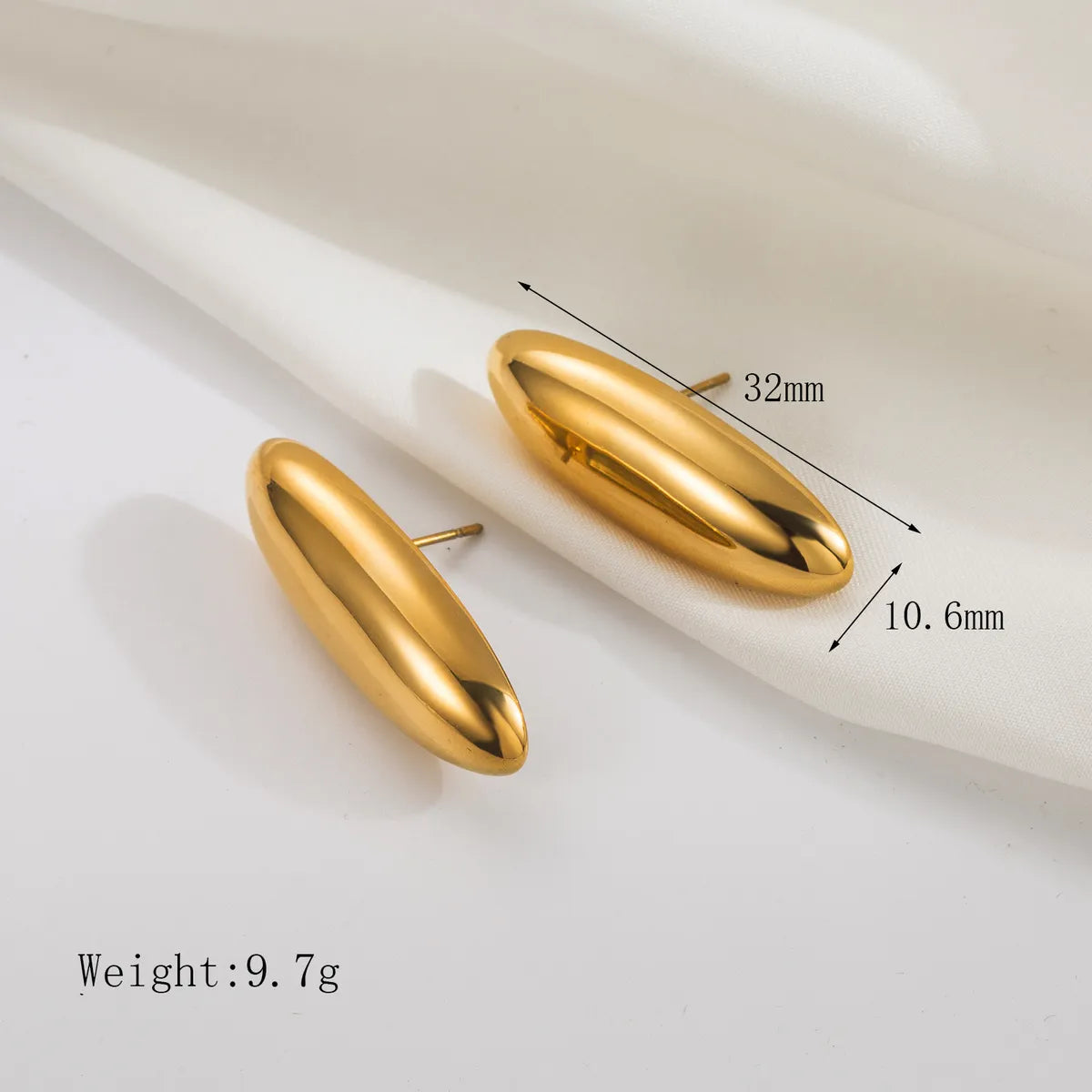 1 Pair Vintage Style Commute Oval Plating 304 Stainless Steel 18K Gold Plated Ear Studs