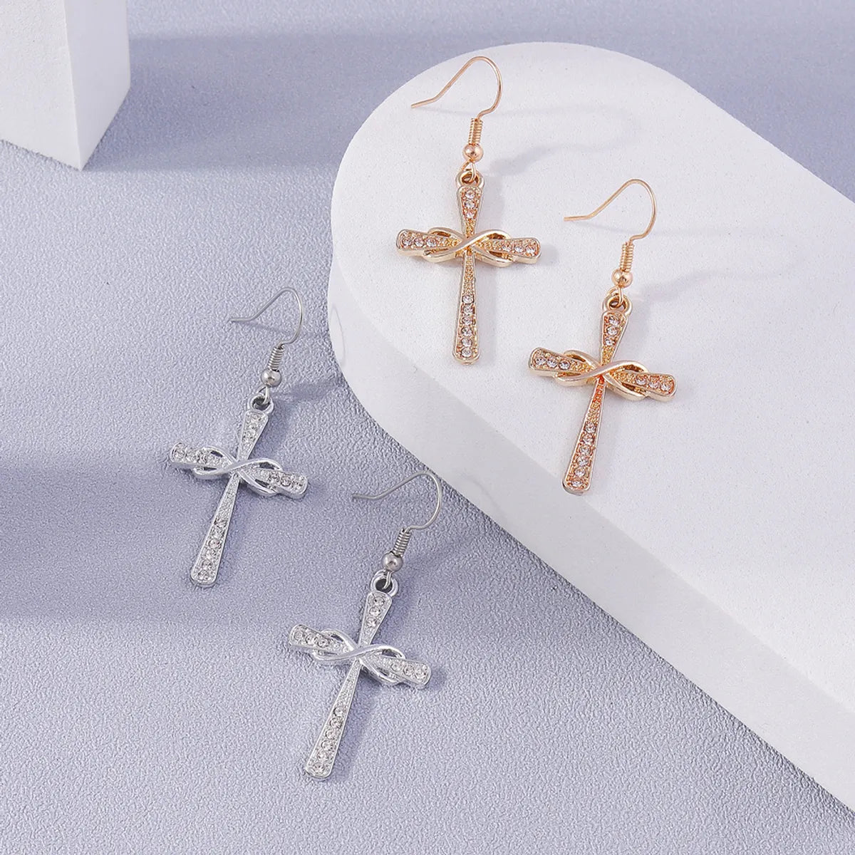 1 Pair Vintage Style Cross Alloy Ear Hook