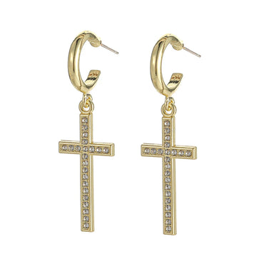 1 Pair Vintage Style Cross Solid Color Plating Alloy Drop Earrings