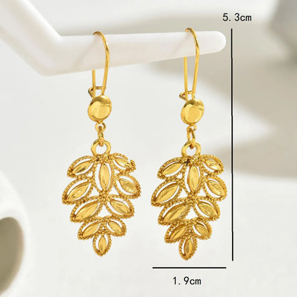 1 Pair Vintage Style Ethnic Style French Style Leaf Alloy 18K Gold Plated Drop Earrings