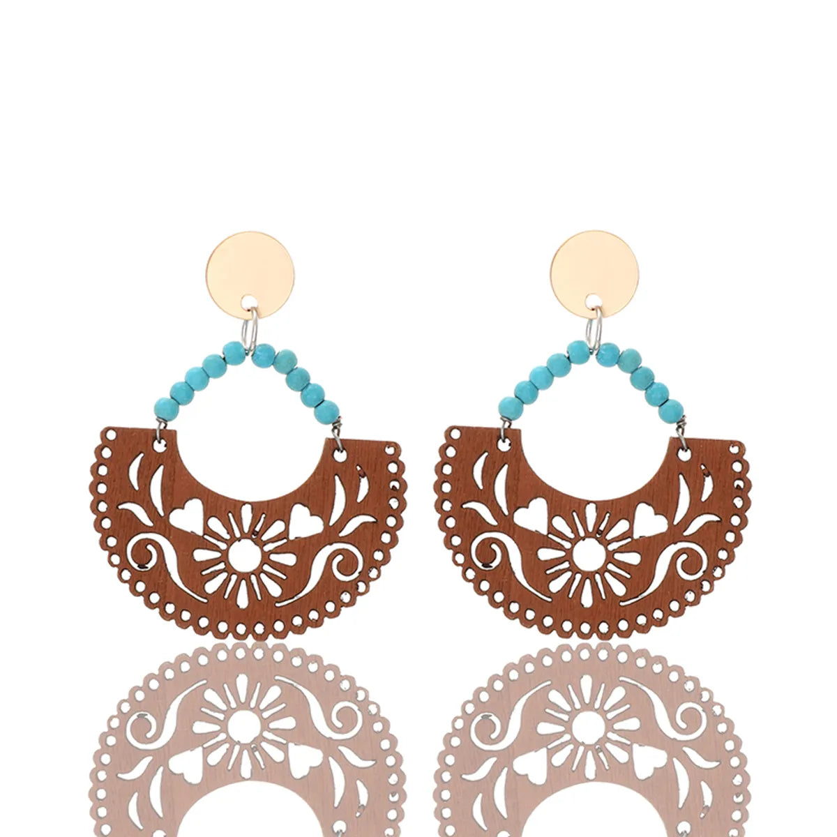 1 Pair Vintage Style Ethnic Style Geometric Skull Hollow Out Wood Drop Earrings