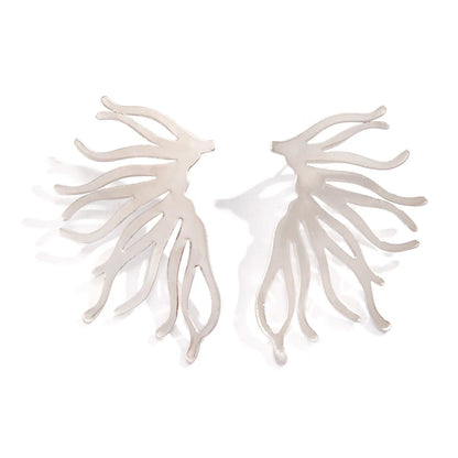 1 Pair Vintage Style Exaggerated Classic Style Irregular Wings Irregular Three-Dimensional Thick Alloy Ear Studs