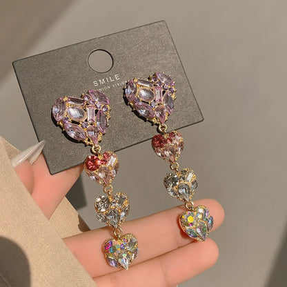 1 Pair Vintage Style Exaggerated Simple Style Heart Shape Plating Inlay Alloy Zircon Gold Plated Drop Earrings