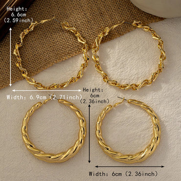 1 Pair Vintage Style Exaggerated Simple Style Round Iron Earrings