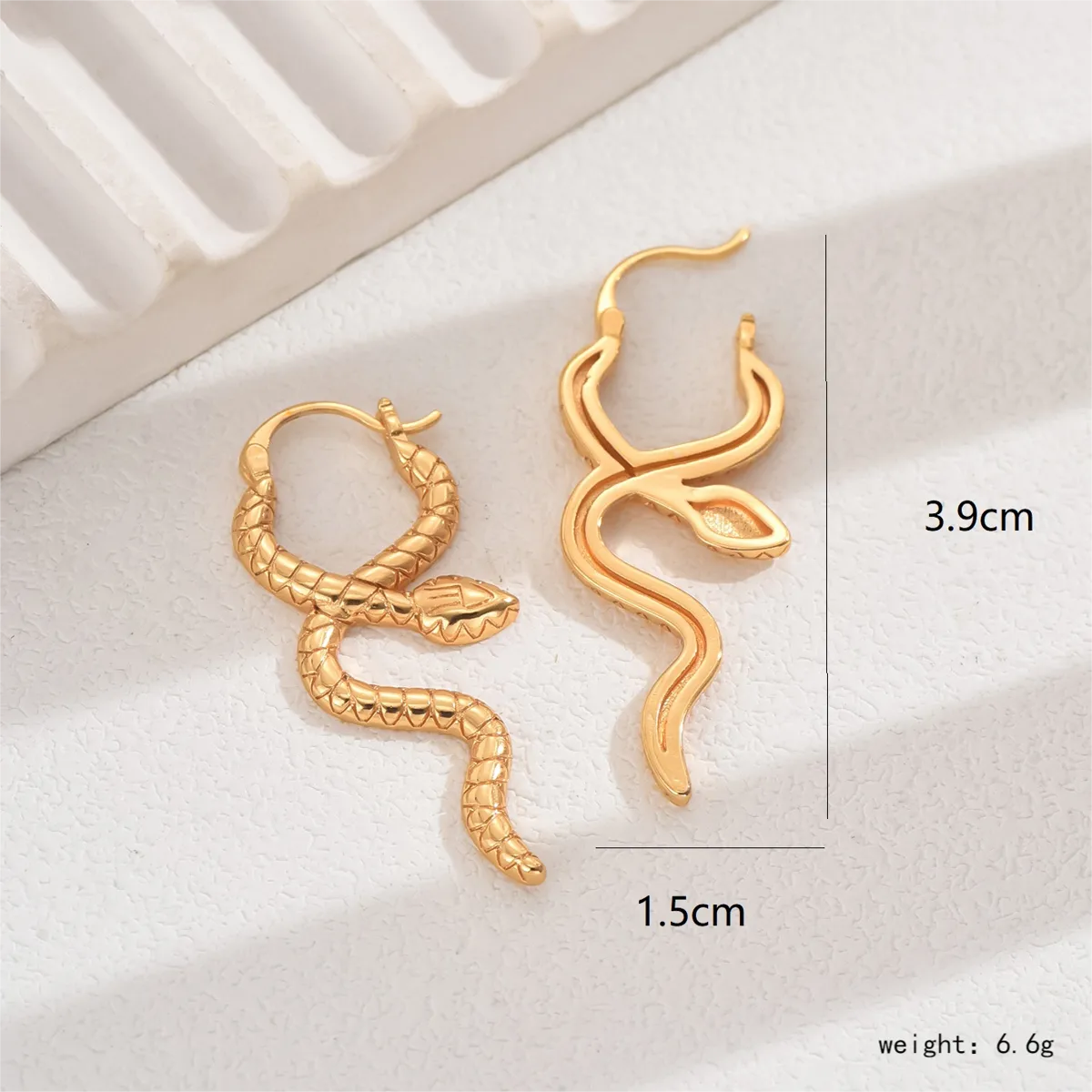 1 Pair Vintage Style Exaggerated Snake Plating Copper 18K Gold Plated Ear Studs