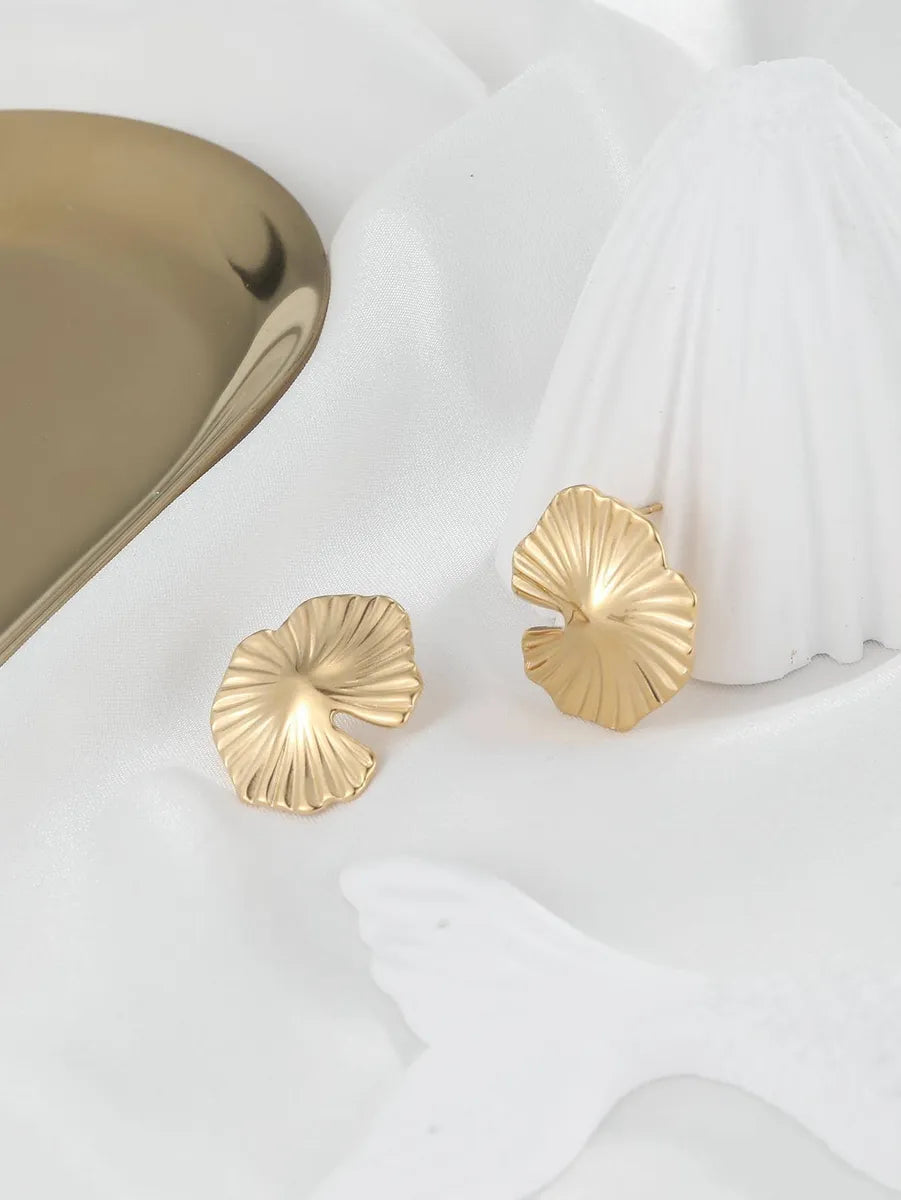 1 Pair Vintage Style Flower Plating Stainless Steel 18k Gold Plated Ear Studs