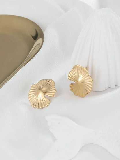 1 Pair Vintage Style Flower Plating Stainless Steel 18k Gold Plated Ear Studs