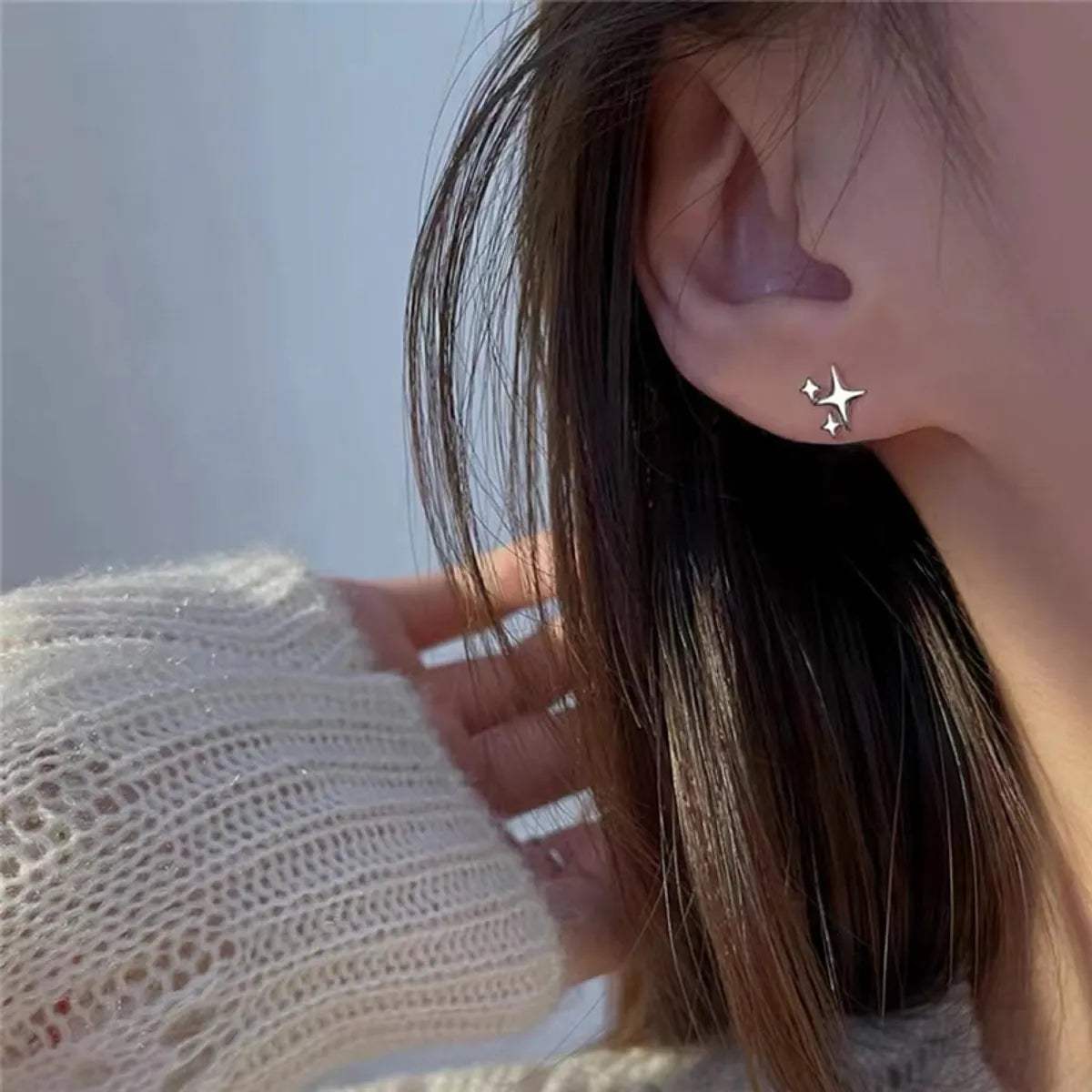 1 Pair Vintage Style Four Eight-pointed Stars Plating Metal Ear Studs