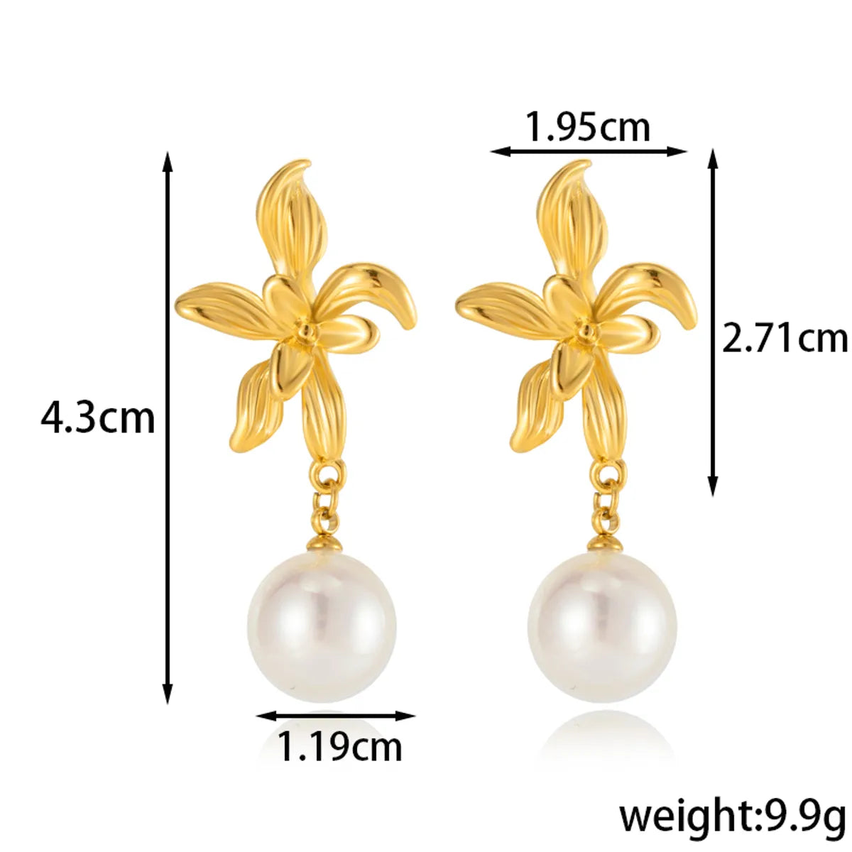 1 Pair Vintage Style French Style Simple Style Geometric Water Droplets Flower Pearl Hollow Out 304 Stainless Steel Drop Earrings