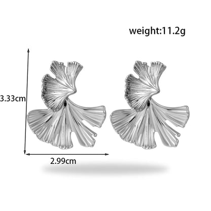 1 Pair Vintage Style French Style Simple Style Heart Shape Ginkgo Leaf Fish Tail Plating 304 Stainless Steel Drop Earrings