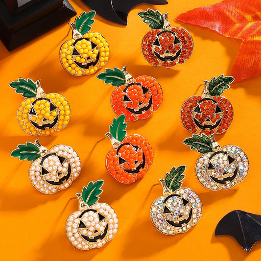 1 Pair Vintage Style Funny Pumpkin Alloy Earrings