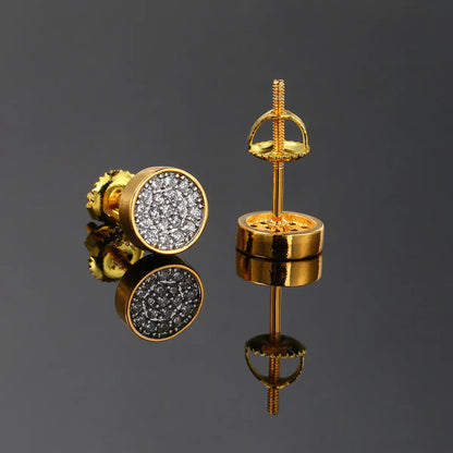 1 Pair Vintage Style Geometric Color Block Plating Inlay Copper Zircon Gold Plated Ear Studs