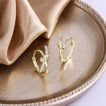 1 Pair Vintage Style Geometric Knot Plating Inlay Copper Zircon Ear Studs