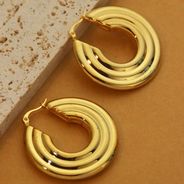 1 Pair Vintage Style Geometric Plating Stainless Steel 18k Gold Plated Earrings