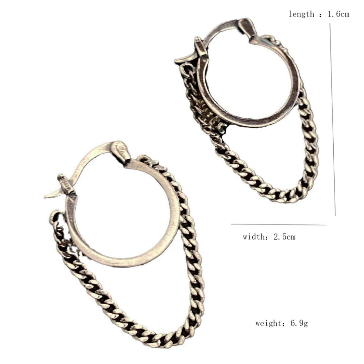 1 Pair Vintage Style Geometric Solid Color Alloy Hoop Earrings