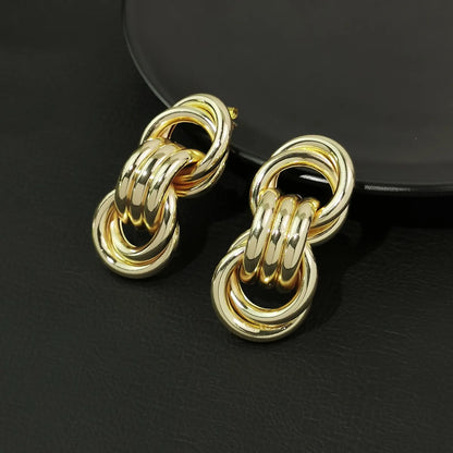 1 Pair Vintage Style Geometric Solid Color Plating Alloy Drop Earrings