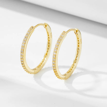 1 Pair Vintage Style Geometric Solid Color Plating Inlay Sterling Silver Zircon Hoop Earrings