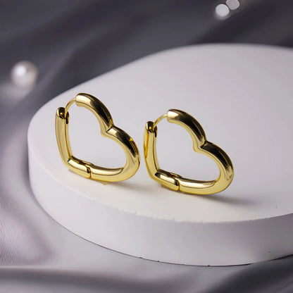 1 Pair Vintage Style Heart Shape Plating Alloy 18k Gold Plated Hoop Earrings