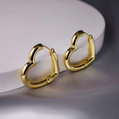 1 Pair Vintage Style Heart Shape Plating Alloy 18k Gold Plated Hoop Earrings