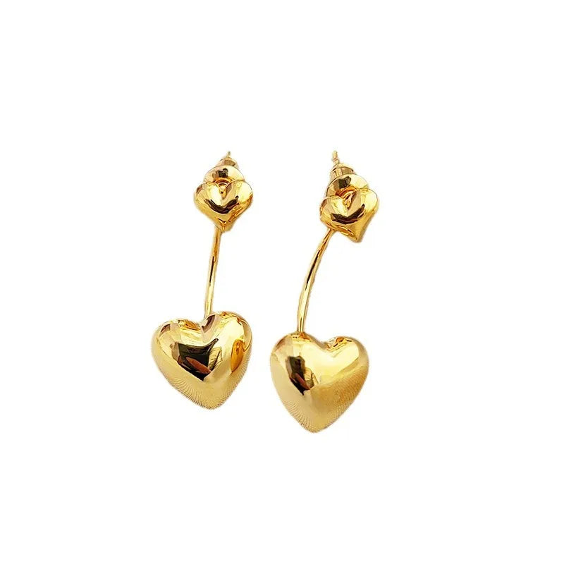 1 Pair Vintage Style Heart Shape Plating Copper Ear Studs