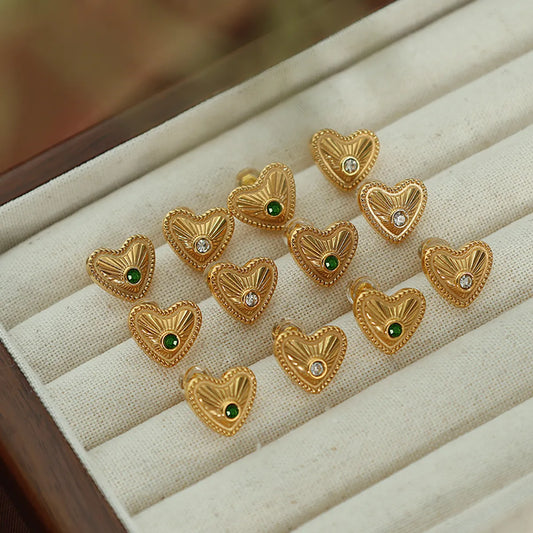 1 Pair Vintage Style Heart Shape Plating Titanium Steel Ear Studs