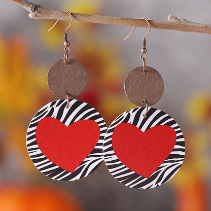 1 Pair Vintage Style Heart Shape Pu Leather Wood Ear Hook