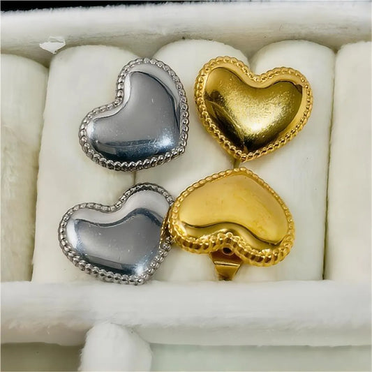 1 Pair Vintage Style Heart Shape Stainless Steel 18K Gold Plated Ear Studs