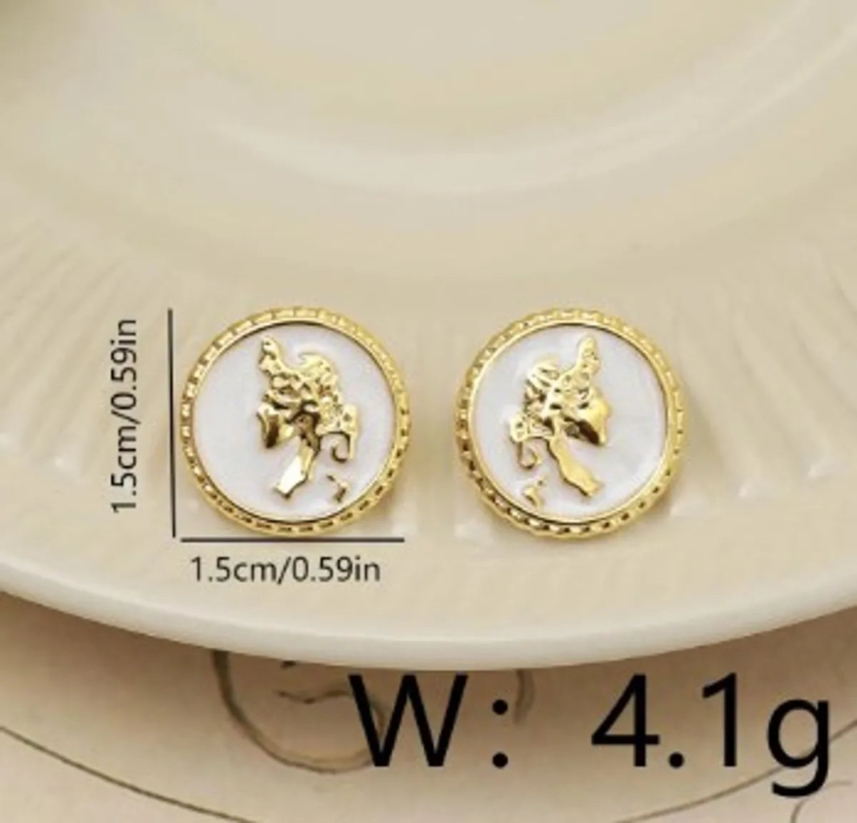 1 Pair Vintage Style Human Round Copper 18K Gold Plated Ear Studs