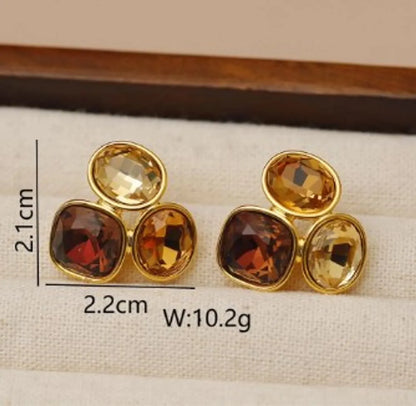 1 Pair Vintage Style Irregular Copper 18K Gold Plated Ear Studs