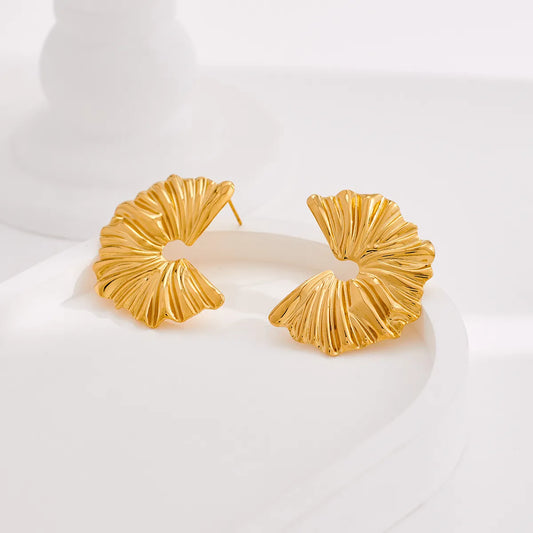 1 Pair Vintage Style Irregular Plating 316 Stainless Steel  18K Gold Plated Ear Studs