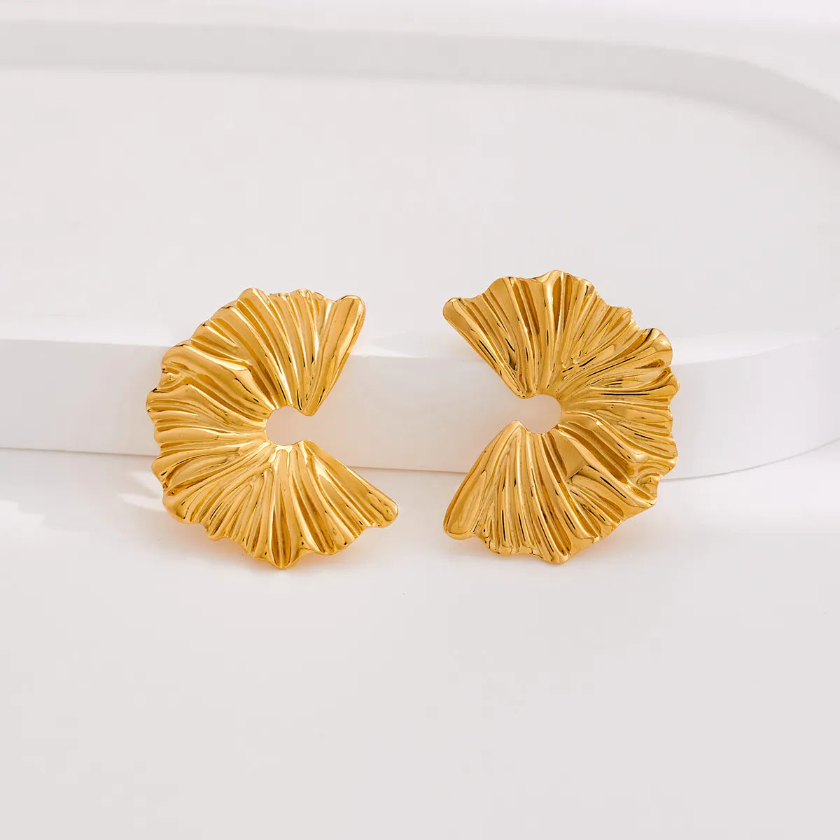 1 Pair Vintage Style Irregular Plating 316 Stainless Steel  18K Gold Plated Ear Studs